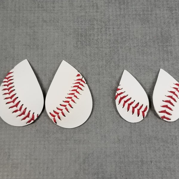 Real Baseball Shapes, Small or Large Teardrops Cut from REAL Baseballs, Baseball for Earring Making, DIY Earring Supplies, Synthetic Leather