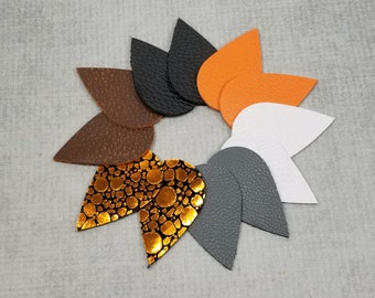 Leather Teardrop Shapes, 6 Pairs, Halloween Colors, Leather Tear Drops for Earring Making, Black, Gray, and Orange Colors, Leather Blanks