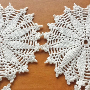 6 Hand Crocheted Vintage Doilies, Crochet Coasters, Crochet Snowflakes, Four Inch Doilies for Dream Catchers and Crafts, Beige Color Doilies image 4