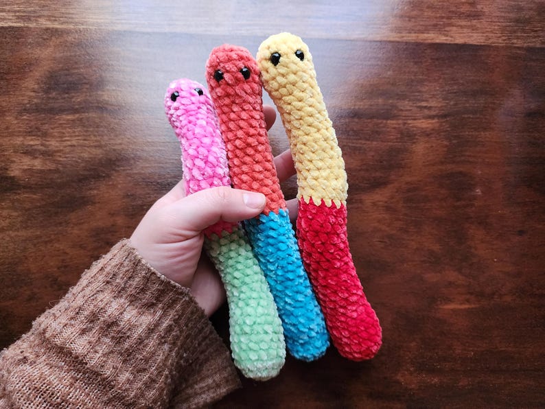 Gummy Worms Crochet Pattern, Crochet Amigurumi Pattern by Rachael's Scraps, written in US Terminology image 2