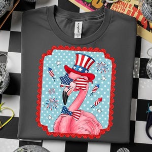 Firecracker Flamingo PNG: 4th of July Shirt Design (Digital Download)
