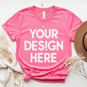 T-Shirt Mockup Comfort Colors 1717 Crunchberry | Pink Tee Digital Download | Boho Aesthetic POD Friendly for Etsy Sellers