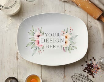 Platter Mockup | Ceramic Plate Mockup | Kitchen Scene for Designers | POD