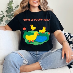 Have a Ducky Day Unisex Softstyle T-Shirt Cute Duck Graphic Tee Summer Casual Outfit Gift for Duck Lovers Funny Birthday Surprise