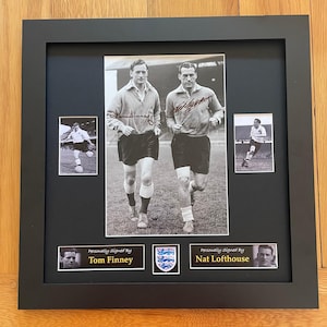 Framed Tom Finney And Nat Lofthouse Signed Montage With Original Signature & COA