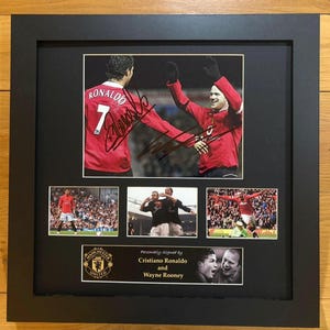 Montaje firmado de Cristiano Ronaldo y Wayne Rooney con certificado de autenticidad