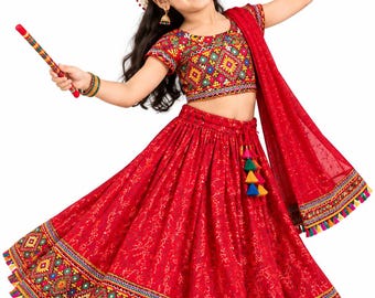 SHREE SADGURU MARKET Girls Chaniya Choli, Garba Lehenga Set, Navratri Outfit