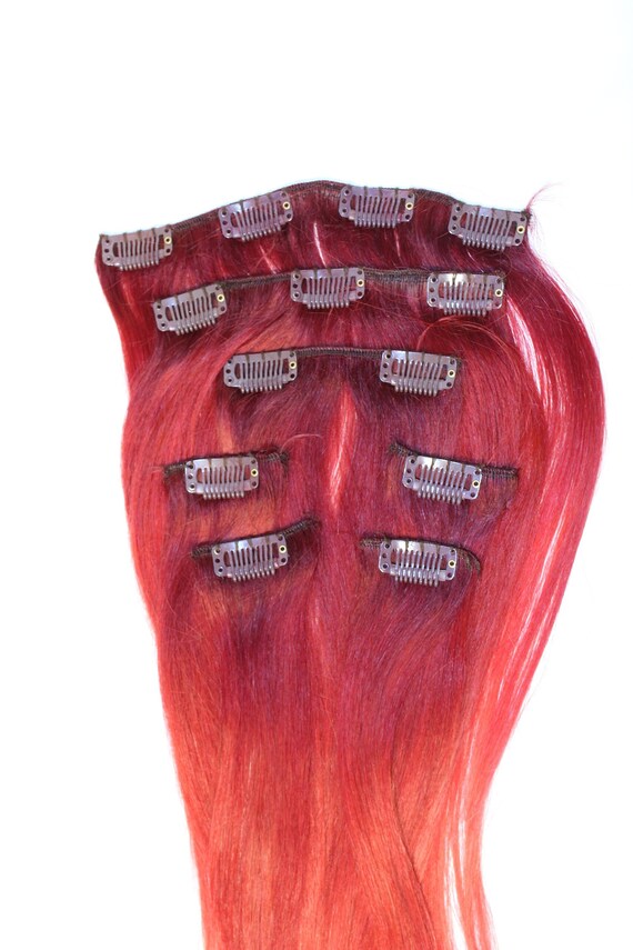 Ruby Red To True Red Ombre Extensions Etsy