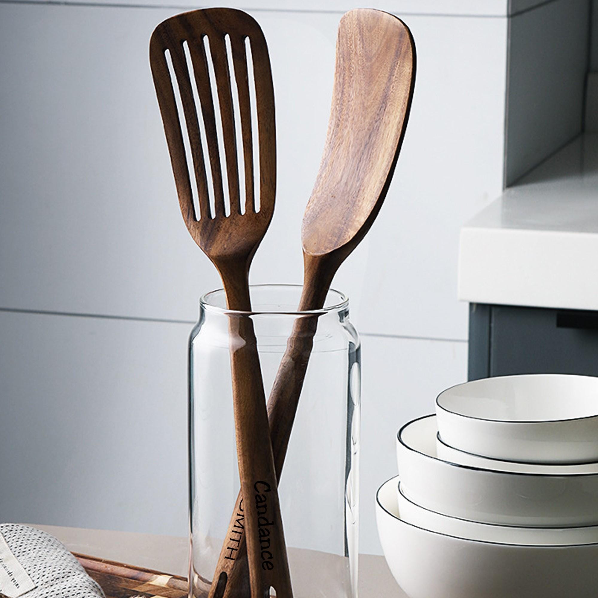 Personalized Teak Wood Spatula Set – Eco Kitchen Cooking Tools - Etsy