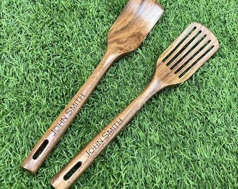 Personalized Wooden Spoon & Spatula Set – Engraved Kitchen Utensils