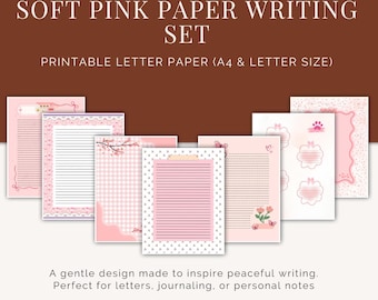 Soft Pink Stationery Paper – Printable Letter Writing Set (A4 & US Letter) (Digital Download)