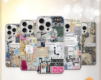 Funda para teléfono con collage de química, funda de laboratorio de ciencias, tabla periódica, regalo para científicos, iPhone 13, iPhone 14, iPhone 15, iPhone 16, iPhone 17, Samsung S25