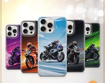 Funda para teléfono de carreras de motos, funda deportiva para motociclistas, regalo para amantes de las carreras, iPhone 11, iPhone 12, iPhone 13, iPhone 14, iPhone 15, iPhone 16