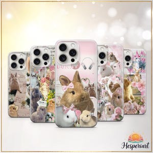 Cute Bunny Collage Phone Case Aesthetic Rabbit Animal Cover Coquette Kawaii Bunny iPhone11 iPhone 12 iPhone 13 iPhone 14 iPhone 15 iPhone 16