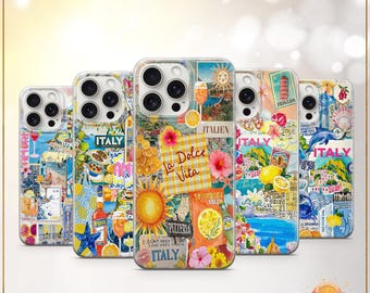 Capa de celular de verão da Itália, capa de viagem para praia de Amalfi, limão italiano, com vibrações de verão para iPhone 12, iPhone 13, iPhone 14, iPhone 15, iPhone 16, Samsung S25