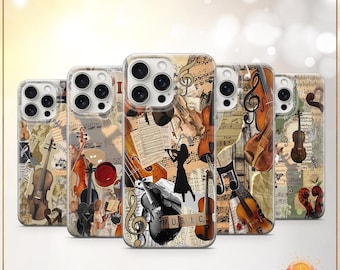 Geige Instrument Handytasche Klassisches Musikalisches Orchester Collage Cover Geschenk für Musikliebhaber iPhone 12 iPhone 13 iPhone 14 iPhone 15 iPhone 16