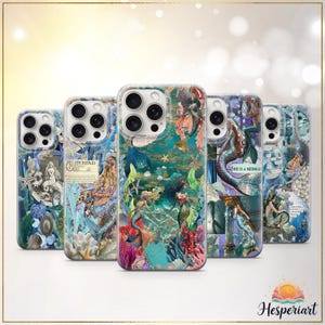 Mermaid Phone Case Ocean Mythical Sea Fantasy Mermaid Cover with Pearls Sirens & Shells iPhone 11 12 iPhone 13 iPhone 14 iPhone 15 iPhone 16