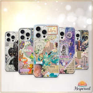 Libra Zodiac Phone Case Celestial Air Sign Cover Horoscope Gift for Libra Girls iPhone 11 iPhone 12 iPhone 13 iPhone 14 iPhone 15 iPhone 16