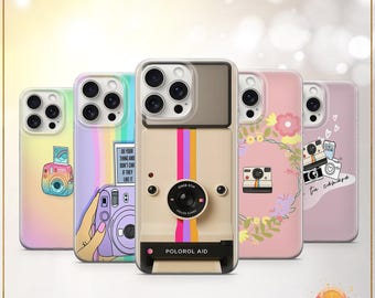 Étui pour téléphone avec appareil photo Polaroid, housse pour appareil photo vintage rétro, cadeau pour photographe mignon, iPhone 11, iPhone 12, iPhone 13, iPhone 14, iPhone 15, iPhone 16 Pro