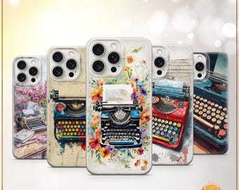 Vintage Typewriter Phone Case Retro Writer Cover Literary Gift Cottagecore Book Lover Case iPhone 12 iPhone 13 iPhone 14 iPhone 15 iPhone 16