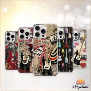 Rock Guitar Phone Case Indie Grunge Music Cover with Electric Guitars & Collage Style iPhone 11 12 iPhone 13 iPhone 14 iPhone 15 iPhone 16