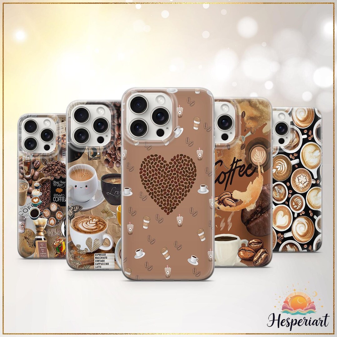Coffee Phone Case Latte Espresso Collage Cover Coffee Beans Case Cozy ...