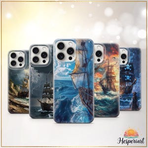 Custodia per telefono con nave pirata, custodia nautica per avventure oceaniche per gli amanti del mare e della barca marinaio, per iPhone 12, iPhone 13, iPhone 14, iPhone 15, iPhone 16