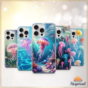 Qualle Handyhülle Ozean Unterwasserwelt mit Qualle Muster iPhone 11 iPhone 12 iPhone 13 iPhone 14 iPhone 15 iPhone 16 Pro