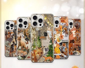 フォックス スマホケース コテージコア フォレストアニマルカバー ウッドランド ワイルドライフ フォックスケース 秋の雰囲気 iPhone 12 iPhone 13 iPhone 14 iPhone 15 iPhone 16 Pro