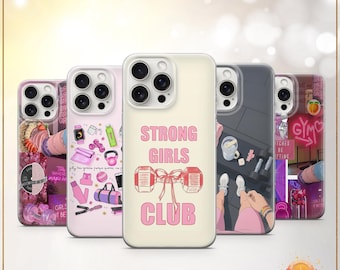 Funda de teléfono rosa para gimnasio, regalo para amantes del fitness, motivación para entrenar, funda deportiva para iPhone 11, iPhone 12, iPhone 13, iPhone 14, iPhone 15, iPhone 16 Pro
