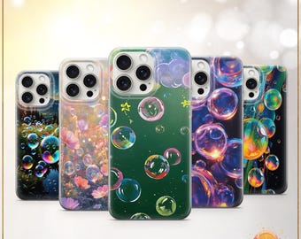 Bubble Phone Case Colorful Dreamy Soap Bubble Cover Glossy Pastel Rainbow Art iPhone 13 iPhone 14 iPhone 15 iPhone 16 iPhone 17 Samsung S25