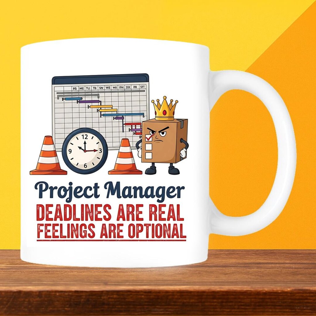 Funny Project Manager Mug: Gantt Chart Humor, Team Delivery Coffee Cup