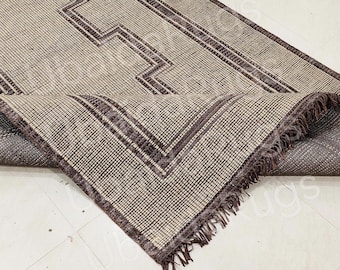 Handwoven Jute Rug 5x8, Boho Area Rug, Geometric Natural Fiber Carpet, Farmhouse Living Room Rug, Woven Jute Floor Mat, Rustic Home Decor