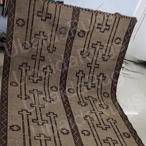 Handwoven Jute Leather Rug: Boho Tribal Floor Mat