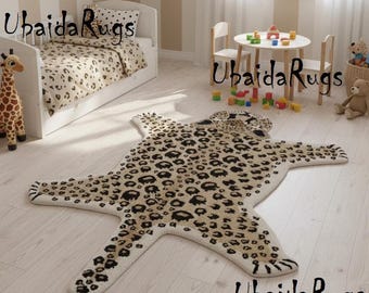 Hand-Tufted Wool Leopard Rug: Exotic Animal Print Carpet