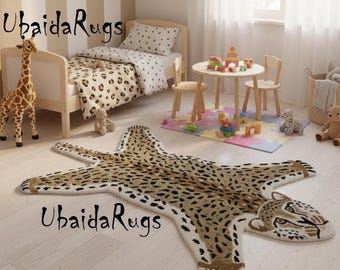 Hand-Tufted Wool Leopard Rug: Animal Shape, Kids Room Decor