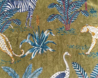 Tela de terciopelo safari con estampado de animales de la selva para decoración del hogar