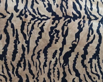 Tiger Stripe Velvet Fabric, Animal Print Upholstery, Soft Craft Material