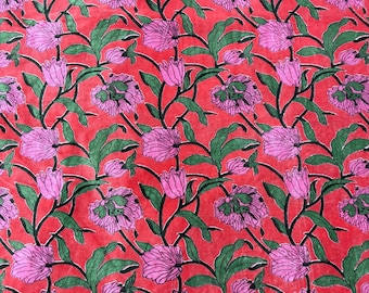 Pink Floral Velvet Fabric – Soft Upholstery & Sewing Material – Vintage Botanical Print Cloth