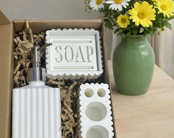 Eco-Friendly 3D Printed Bathroom Accessory Set, PLA+