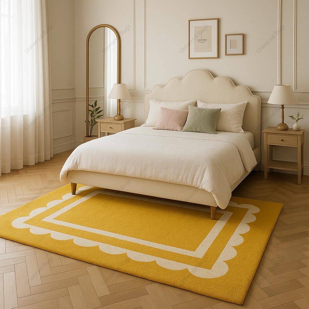 Hand-tufted Wool Alphabet Rug: Mustard Yellow & Cream, 140x200cm - Etsy