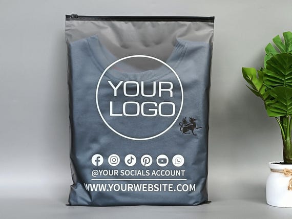 5-1000 Custom logo Black Frosted Zipper Bags,High quality clothing package bags with text/brand name/logo printed,custom bag for poly mailer