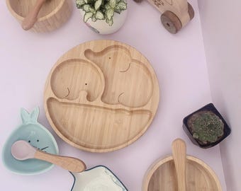Bamboo Elephant Baby Plate – Eco-Friendly & Safe for Kids