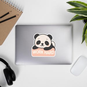 Work Hard Panda Sticker