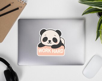 Work Hard Panda Sticker