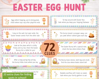 Búsqueda del tesoro de Pascua Pistas de búsqueda de huevos de Pascua Búsqueda del tesoro de Pascua Para niños Adolescentes Preadolescentes Niños mayores Adultos Interiores y exteriores IMPRIMIBLE