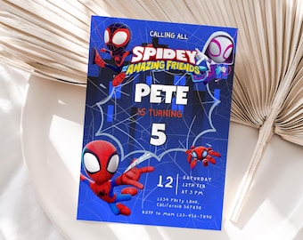 Invitación de cumpleaños de Spidey y sus increíbles amigos Invitación de Spidey Invitación de fiesta de Spidey Spidey y sus amigos Niño EDITABLE Digital instantáneo