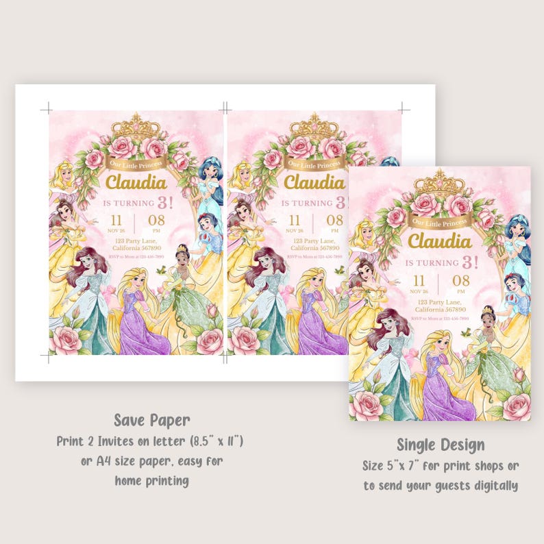 Princess Birthday Invitation Princess Invitation Princess Party ...