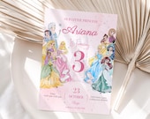 Princess Birthday Invitation Princess Invitation Princess Party Invitation Girl Princess Invitations Pink EDITABLE Instant Digital