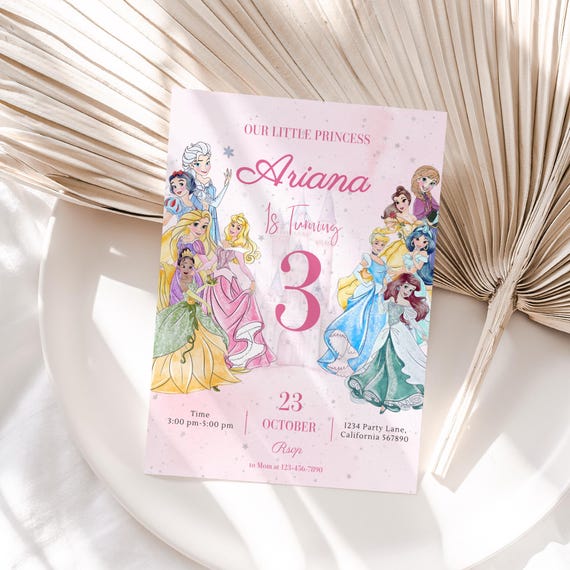 Princess Birthday Invitation Princess Invitation Princess Party Invitation Girl Princess Invitations Pink EDITABLE Instant Digital